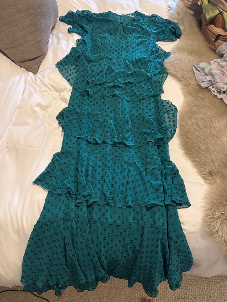 Tularosa Teal Ruffle Tiered Maxi Dress